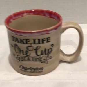 Charleston South Carolina Cream and Red Mug vintage style